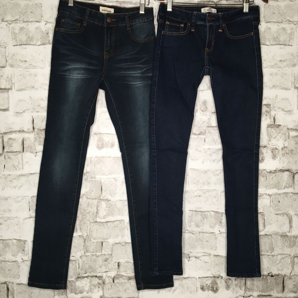 Hollister Mind Code Women's Size 3 Lot Jeans Denim Straight Skinny Leg Dark Wash